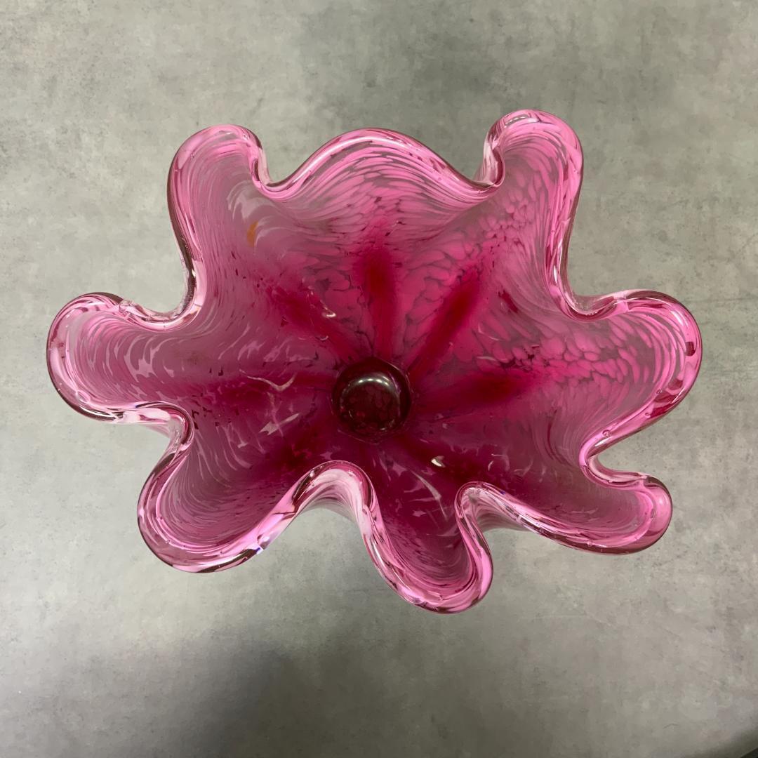 ジャパン ヴィンテージ ガラス ベース ドット ピンク×ホワイト 花器 花瓶