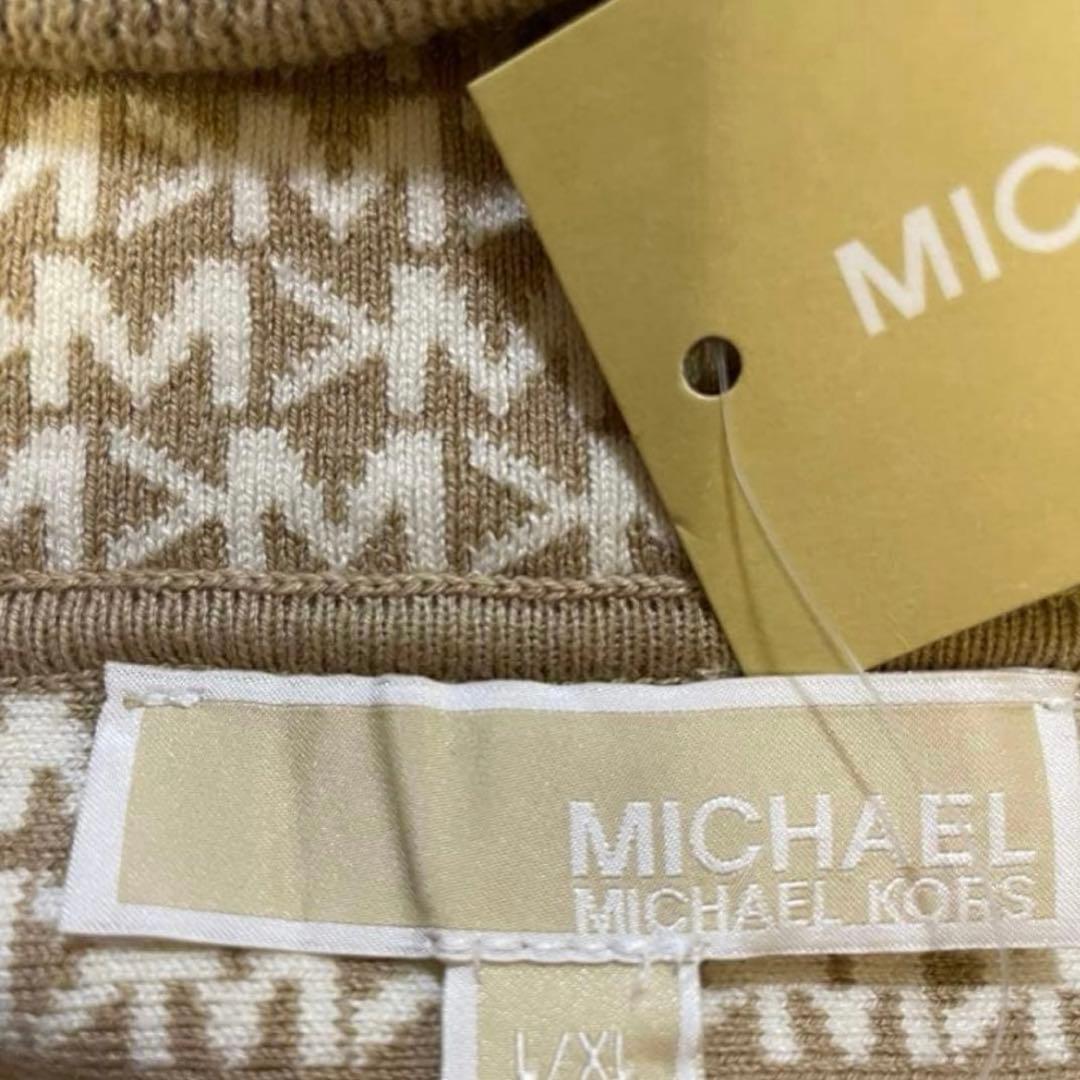 新品 MICHAEL KORS ロゴ総柄 ポンチョ フーディ XL ケープ