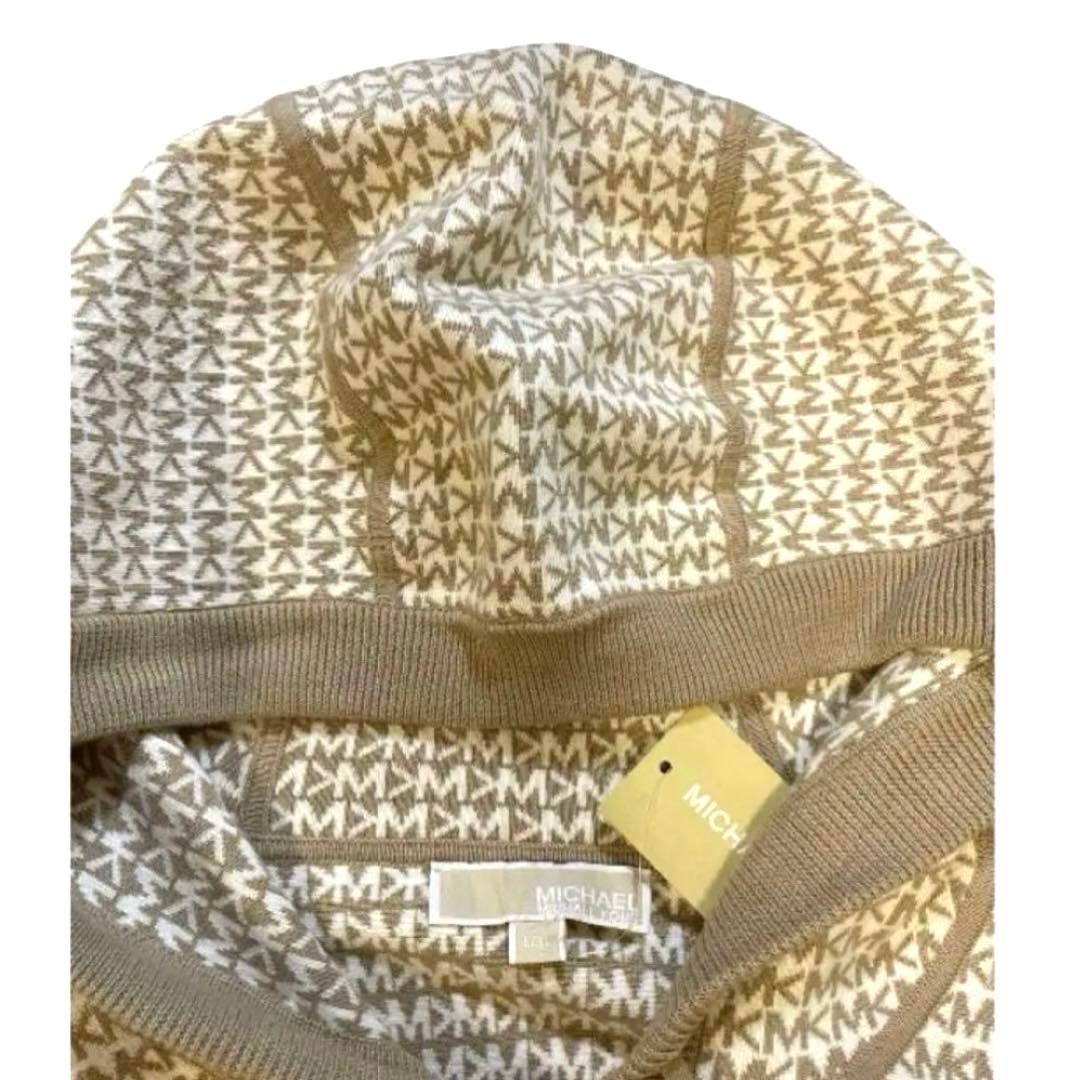 新品 MICHAEL KORS ロゴ総柄 ポンチョ フーディ XL ケープ