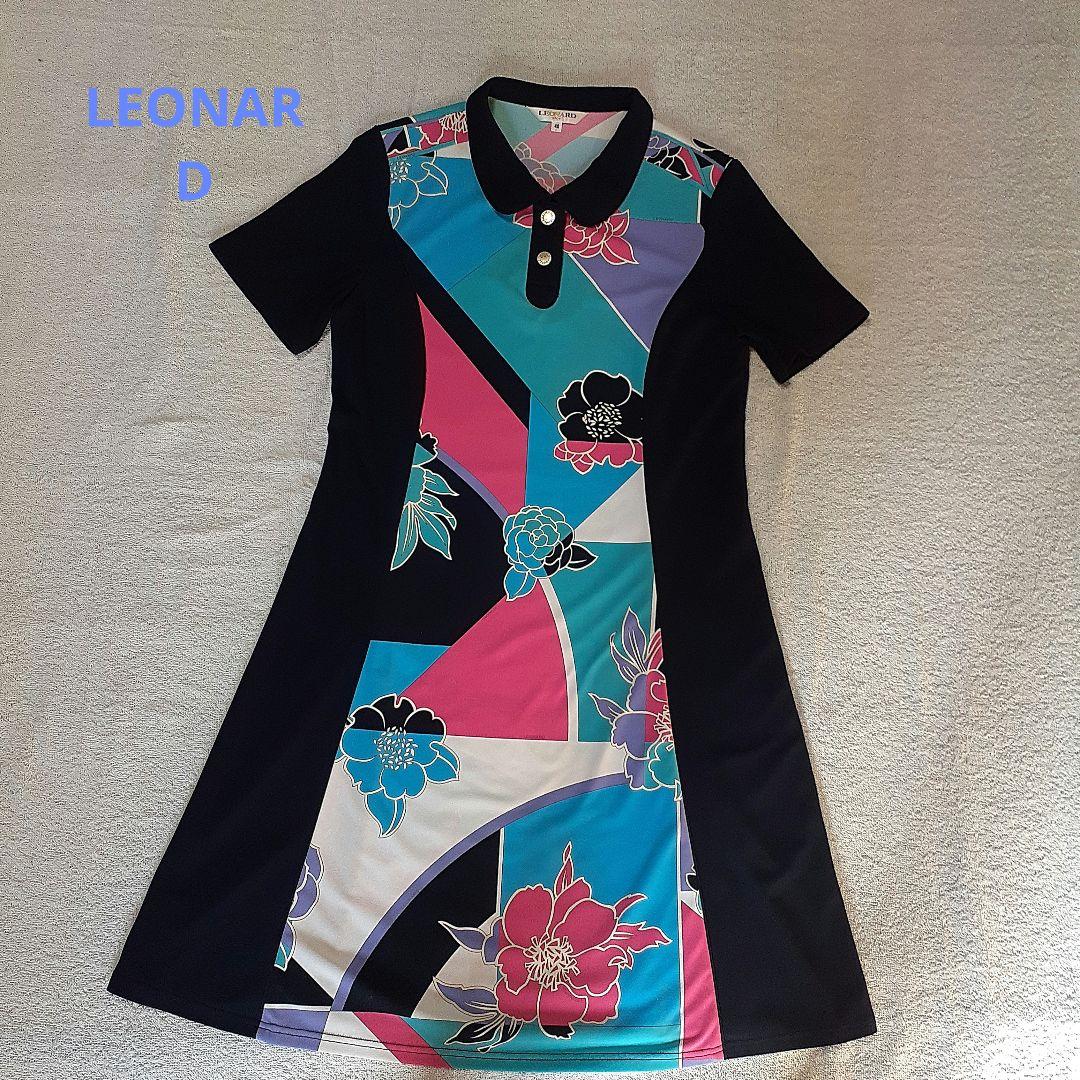 美品LEONARD フラワー柄 ポロワンピース 40