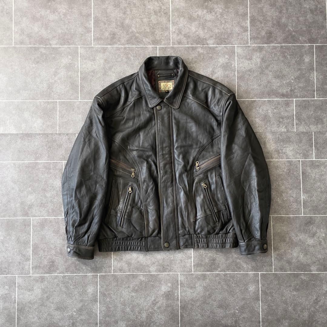 90s vintage 本革 レザーフライトジャケット 濃茶 56 ヴィンテージ
