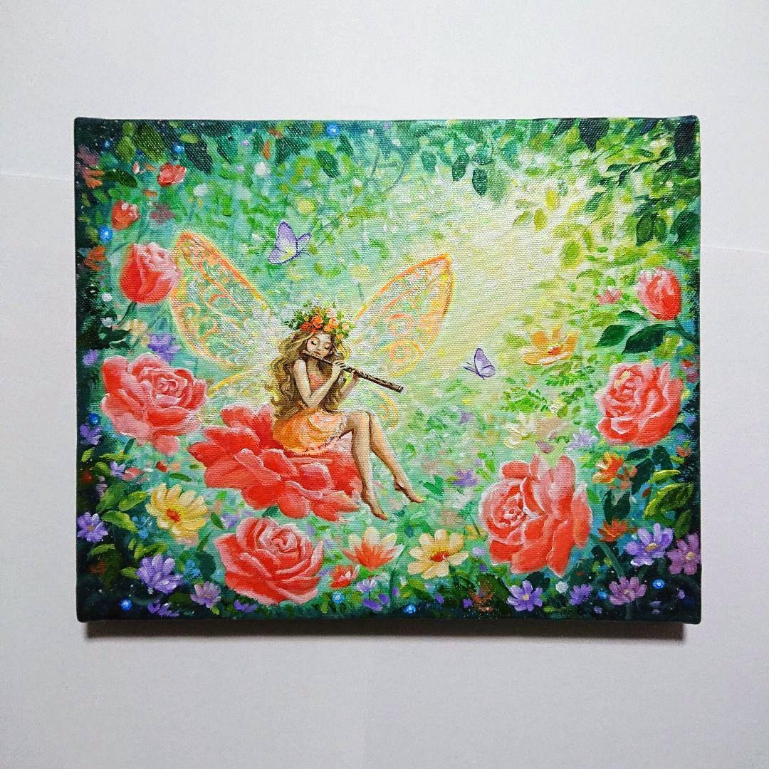 【妖精②】アクリル画 F3 風景画 絵画