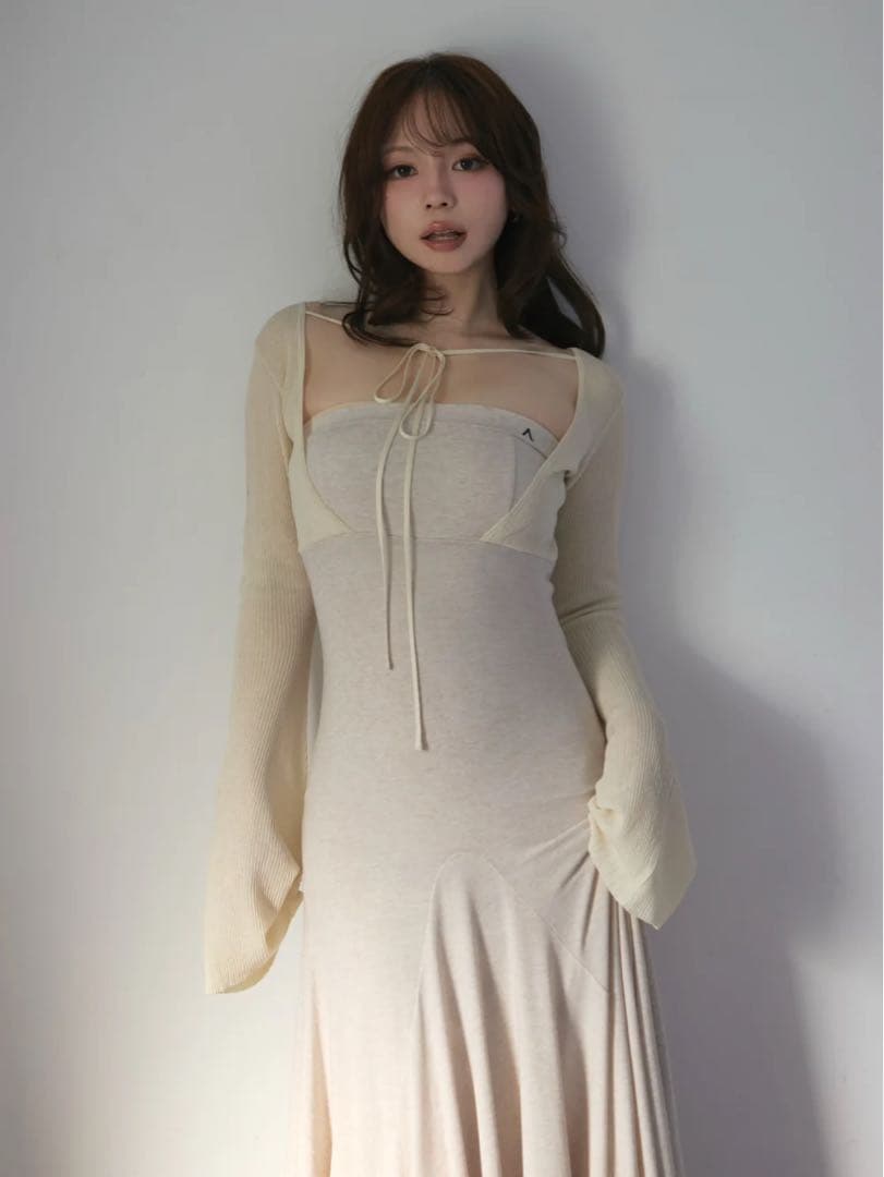 ワンピース Andmary Sara silky dress beige M