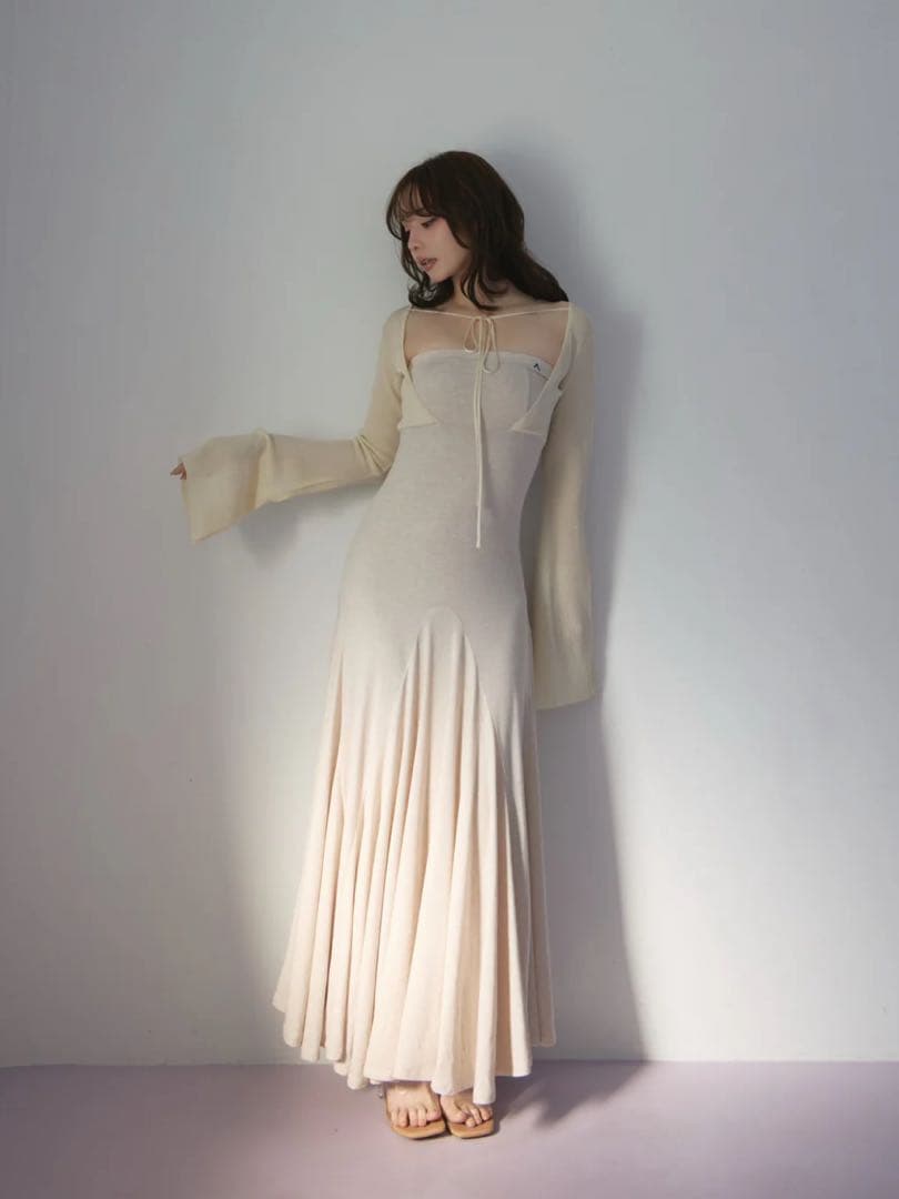 ワンピース Andmary Sara silky dress beige M