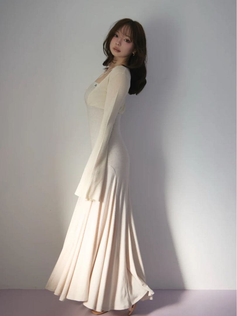 ワンピース Andmary Sara silky dress beige M