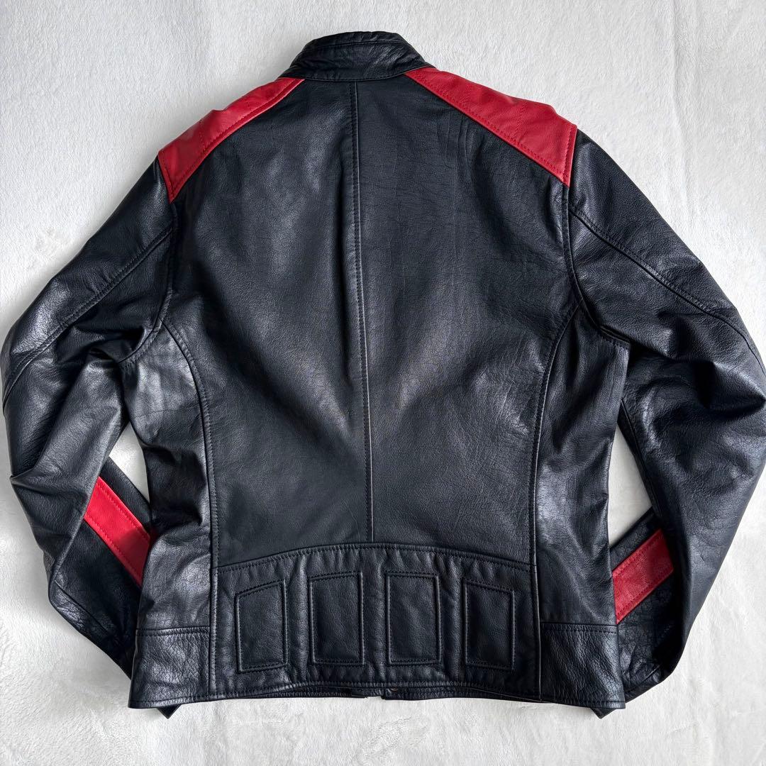 美品ディーゼル レザー シングルライダース ジャケット M レーシング 革ジャン
