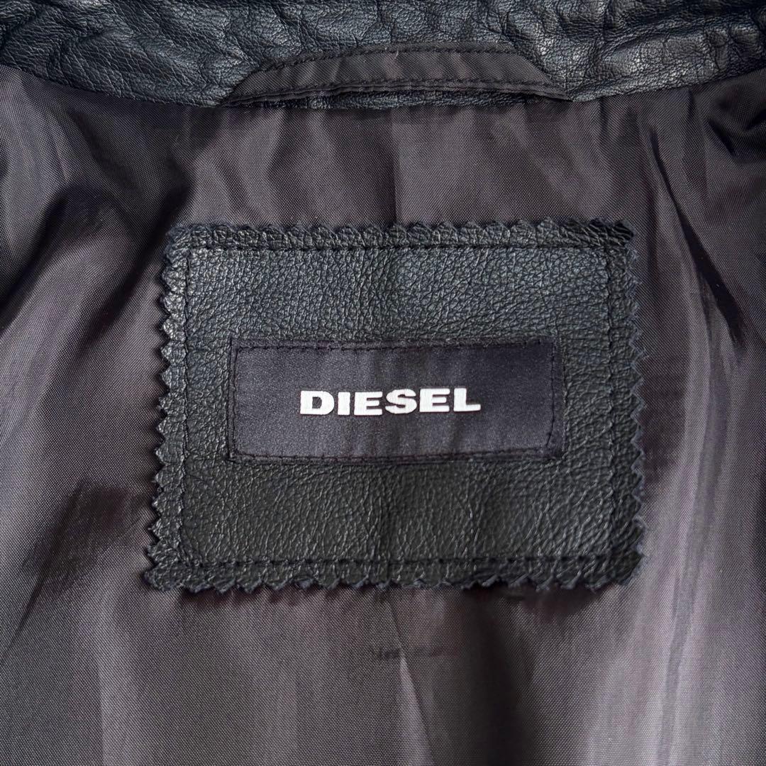 美品ディーゼル レザー シングルライダース ジャケット M レーシング 革ジャン