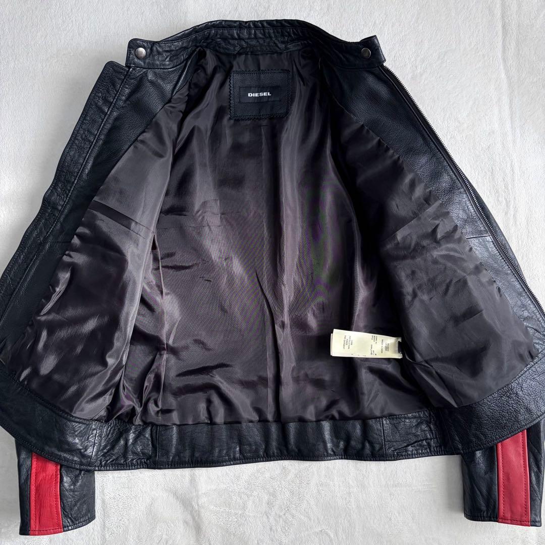 美品ディーゼル レザー シングルライダース ジャケット M レーシング 革ジャン