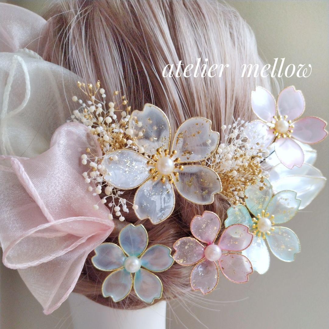 成人式 髪飾り桜 卒業式 七五三 袴 アメリカンフラワー C958