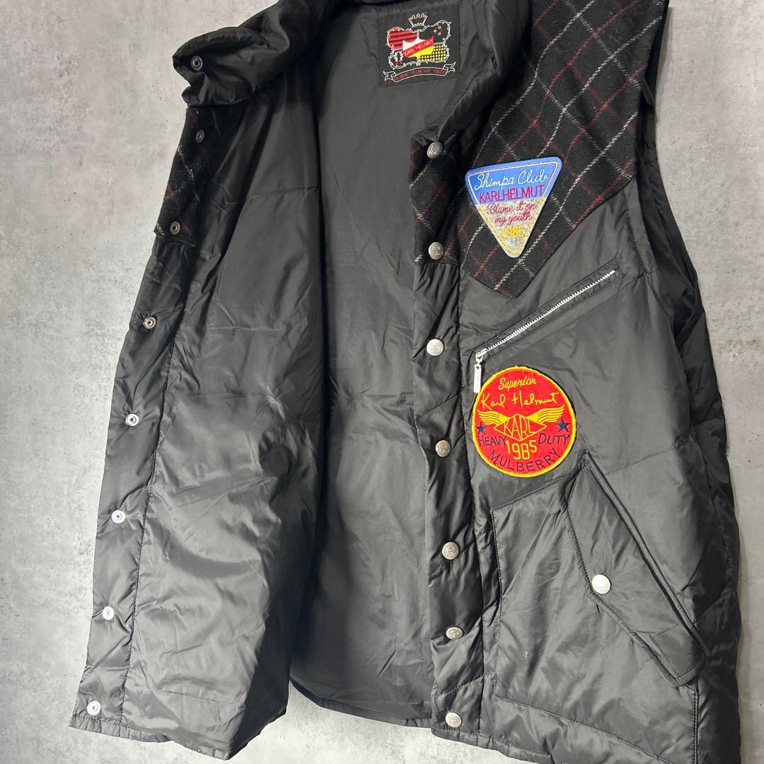 KARL HELMUT カールヘルムダウンベストワッペン　チェック　ピンクハウス