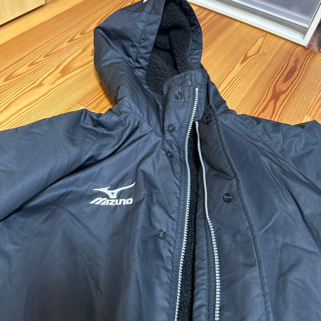 Mizuno フード付きロングコート 黒