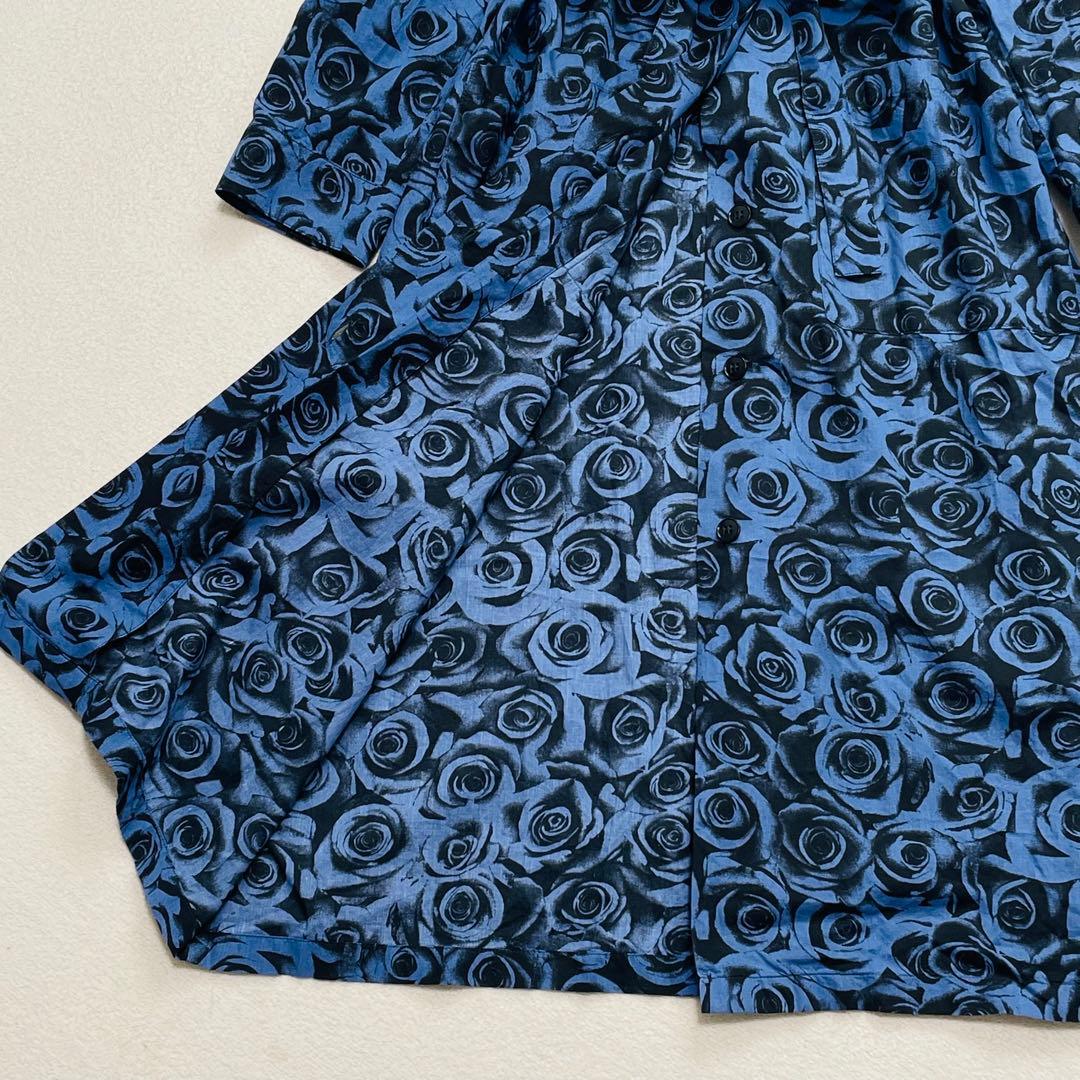 アニエスベー ローズプリントロングシャツワンピース ベルテッド 38 開襟