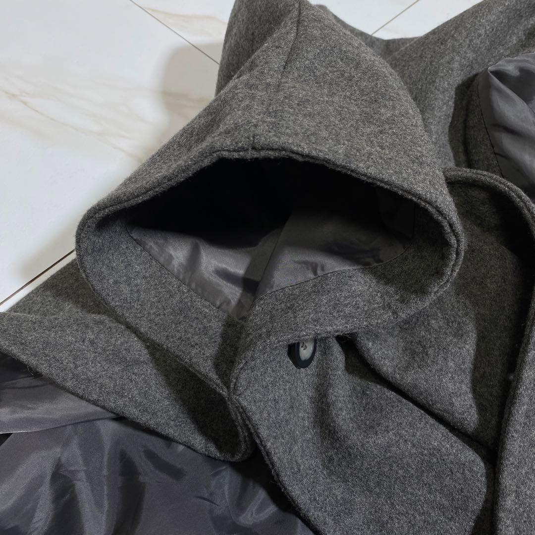 希少♡ヴィンテージ ウールポンチョ ケープコート ダブルボタン ファー 厚手