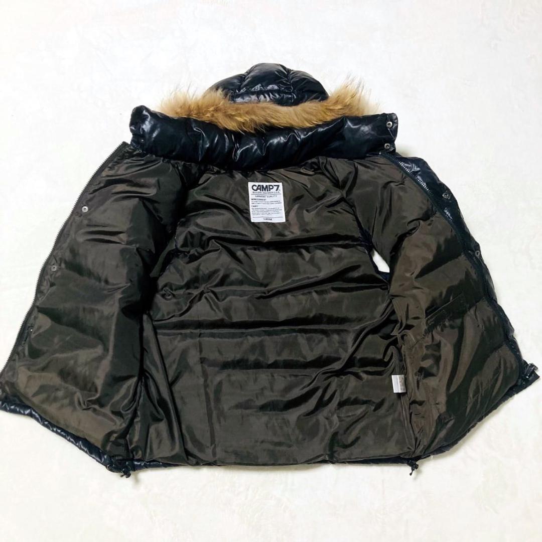 CAMP7 キャンプセブン 光沢 ダウンベスト 2way ファー フード付き 黒