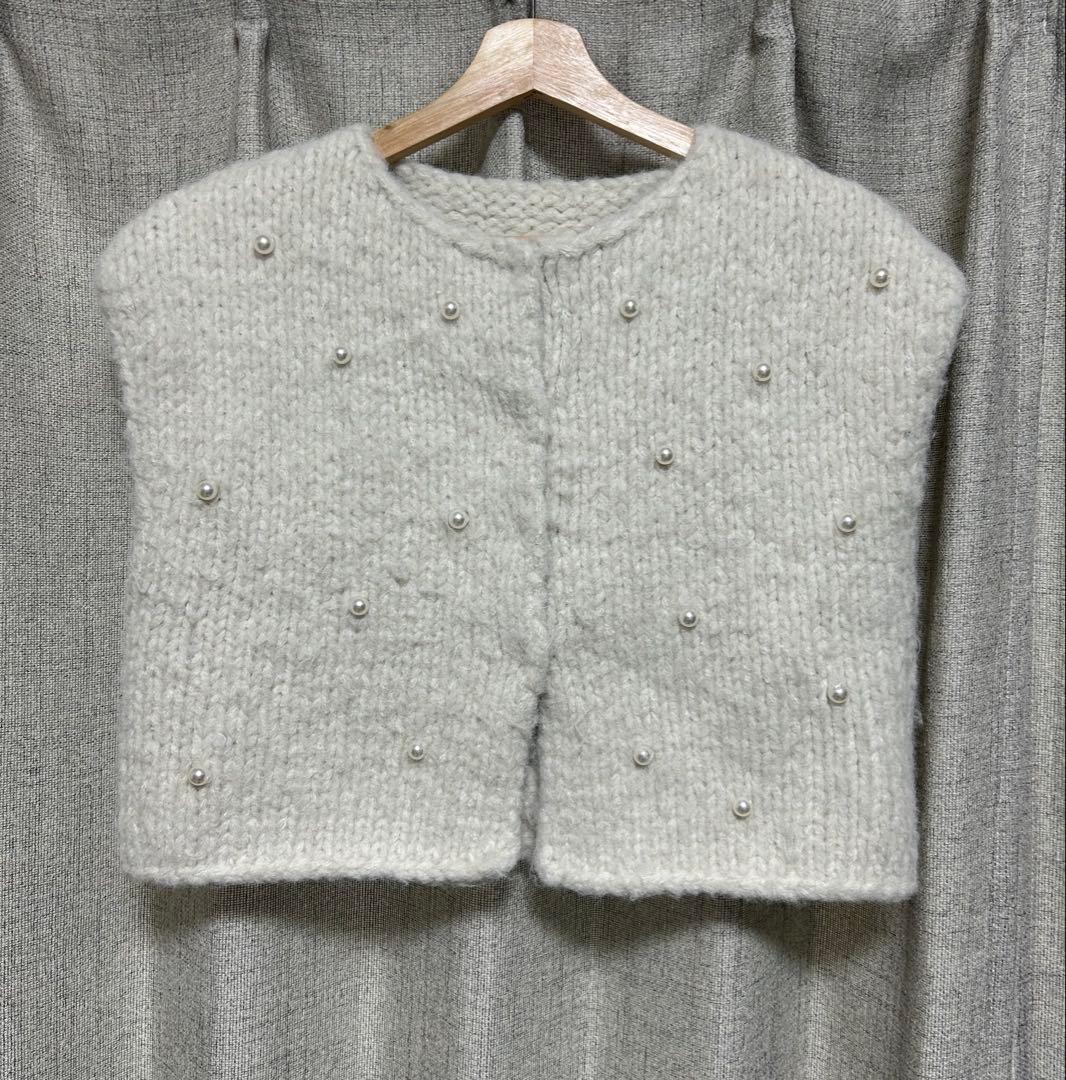 トップス willfully handmade random pearl knitvest