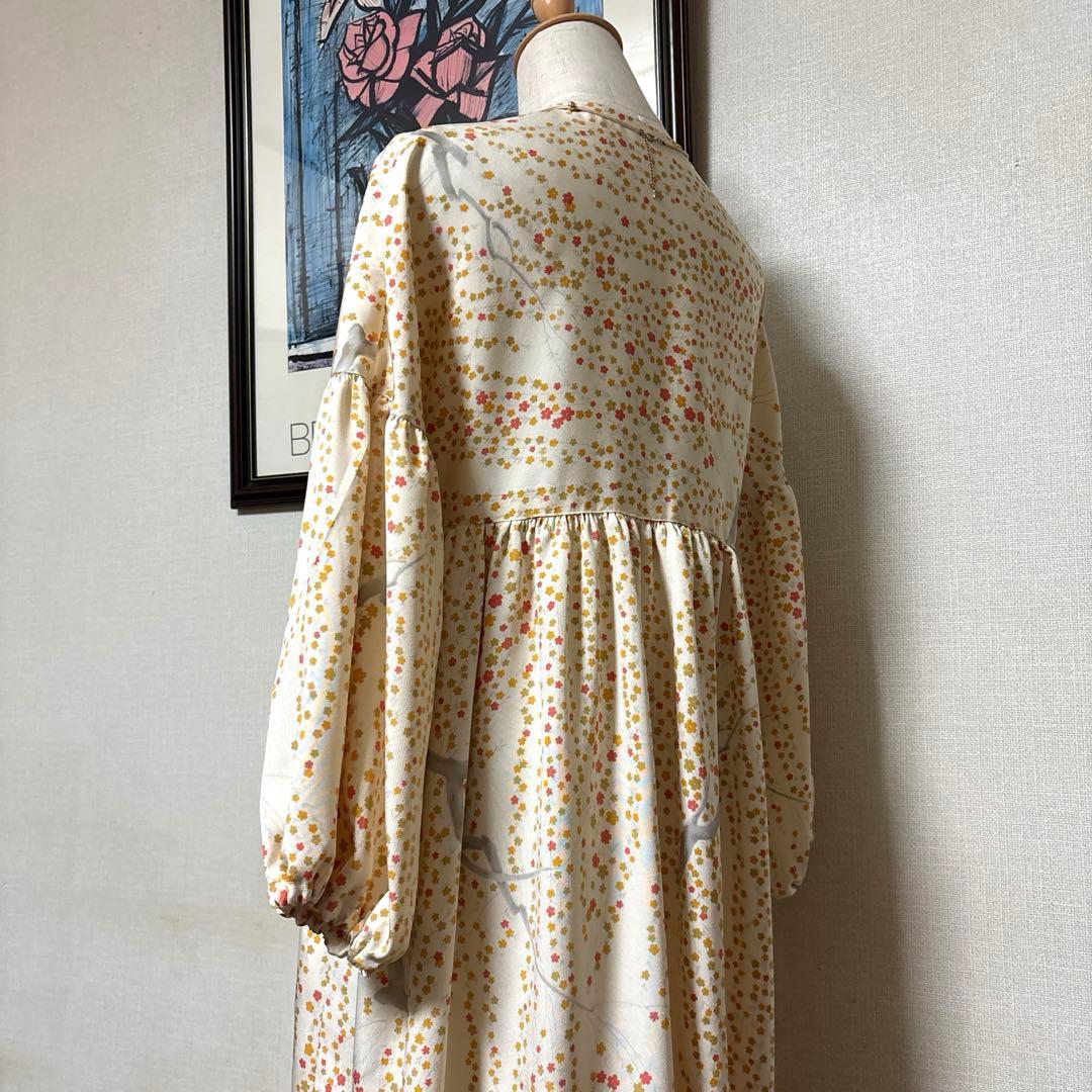 rumichan　おまとめ商品　小紋　Ｖネックギャザーワンピース　絹