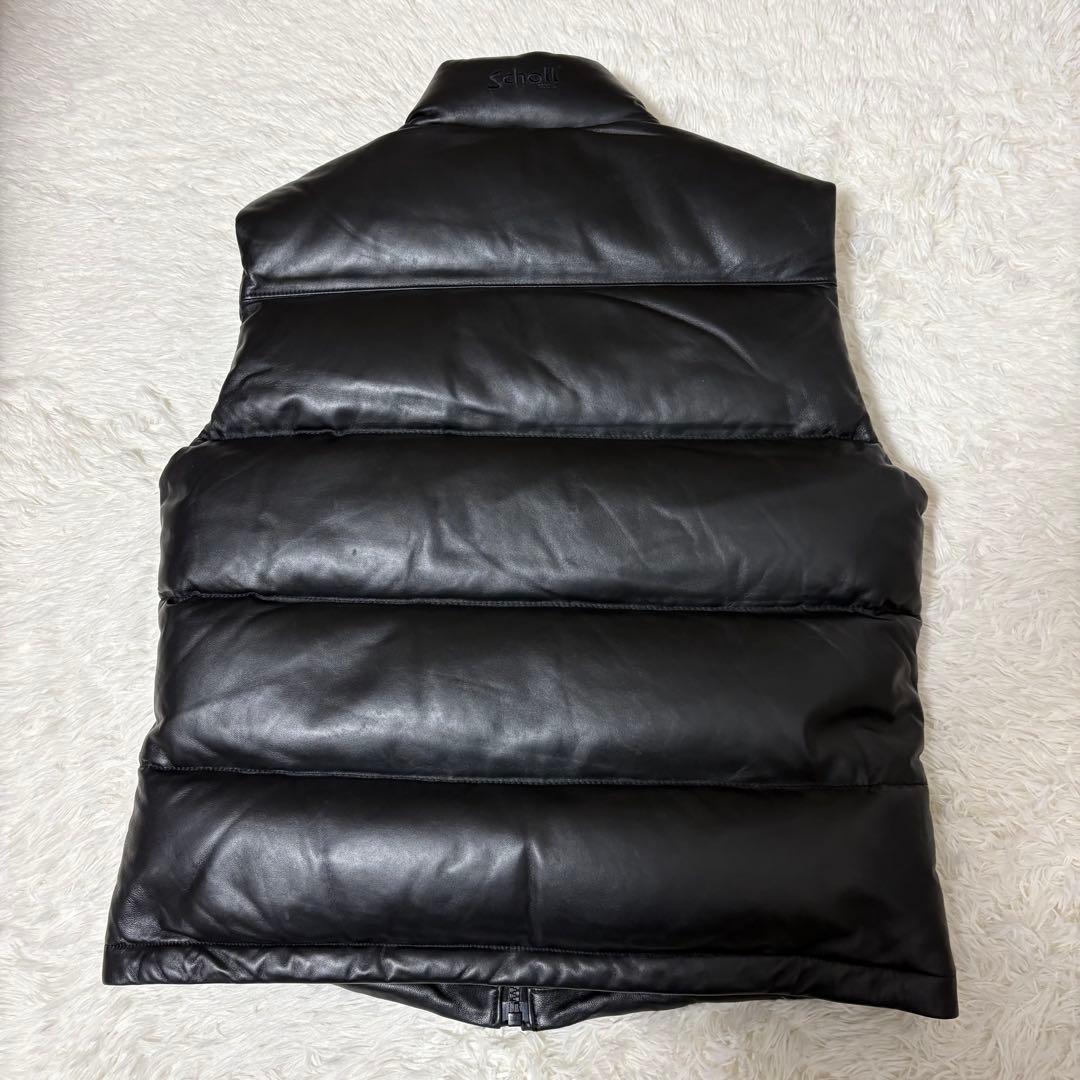 極美品 XL相当 Schott ラムレザーダウンベスト 羊革 肉厚 ボリューム