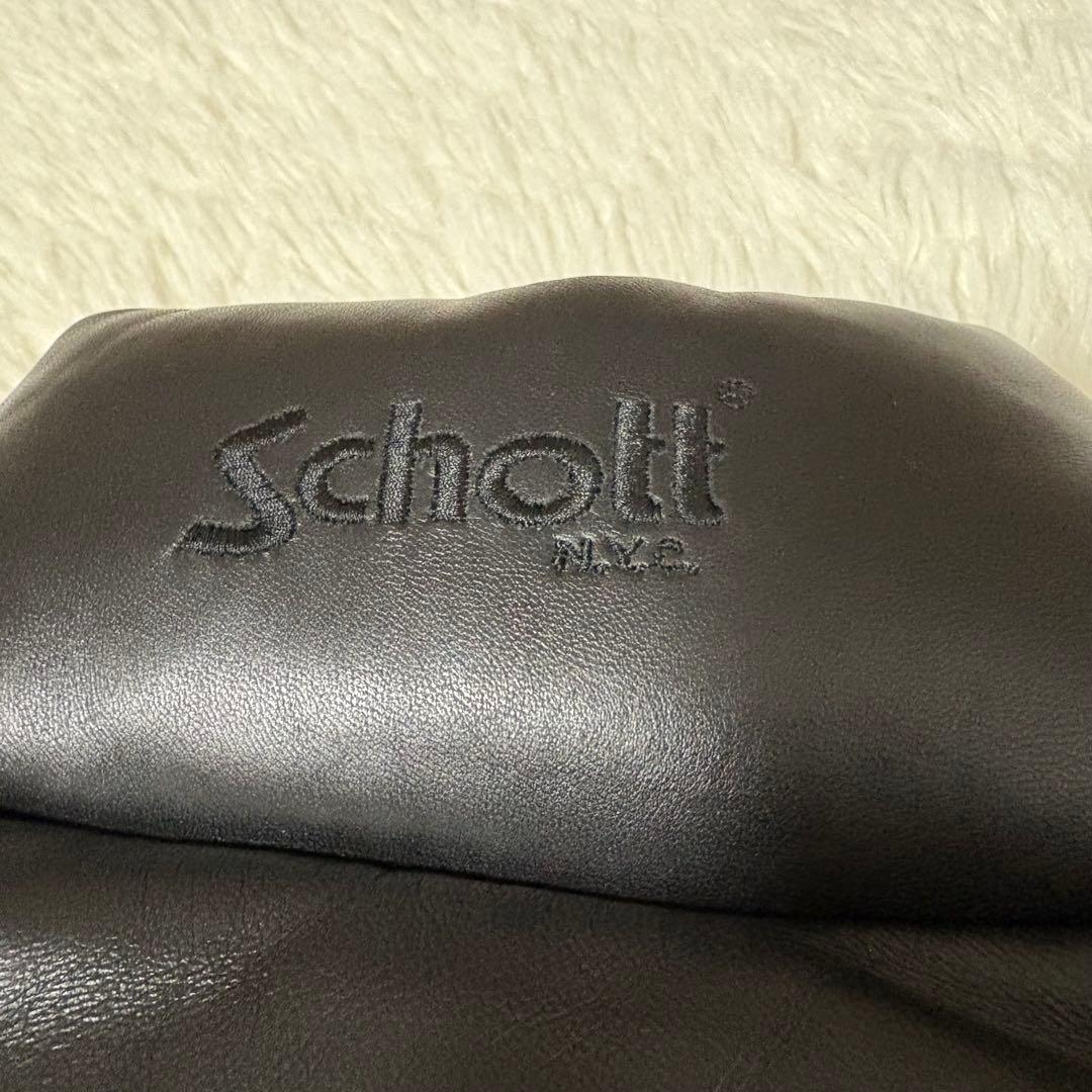 極美品 XL相当 Schott ラムレザーダウンベスト 羊革 肉厚 ボリューム