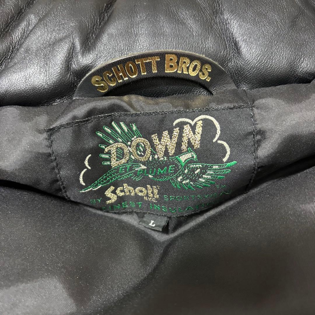 極美品 XL相当 Schott ラムレザーダウンベスト 羊革 肉厚 ボリューム