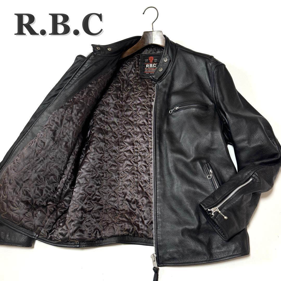 R.B.C レザージャケット ライダース 古着 ブラック XXL 本革