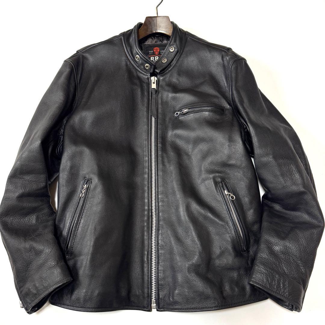 R.B.C レザージャケット ライダース 古着 ブラック XXL 本革