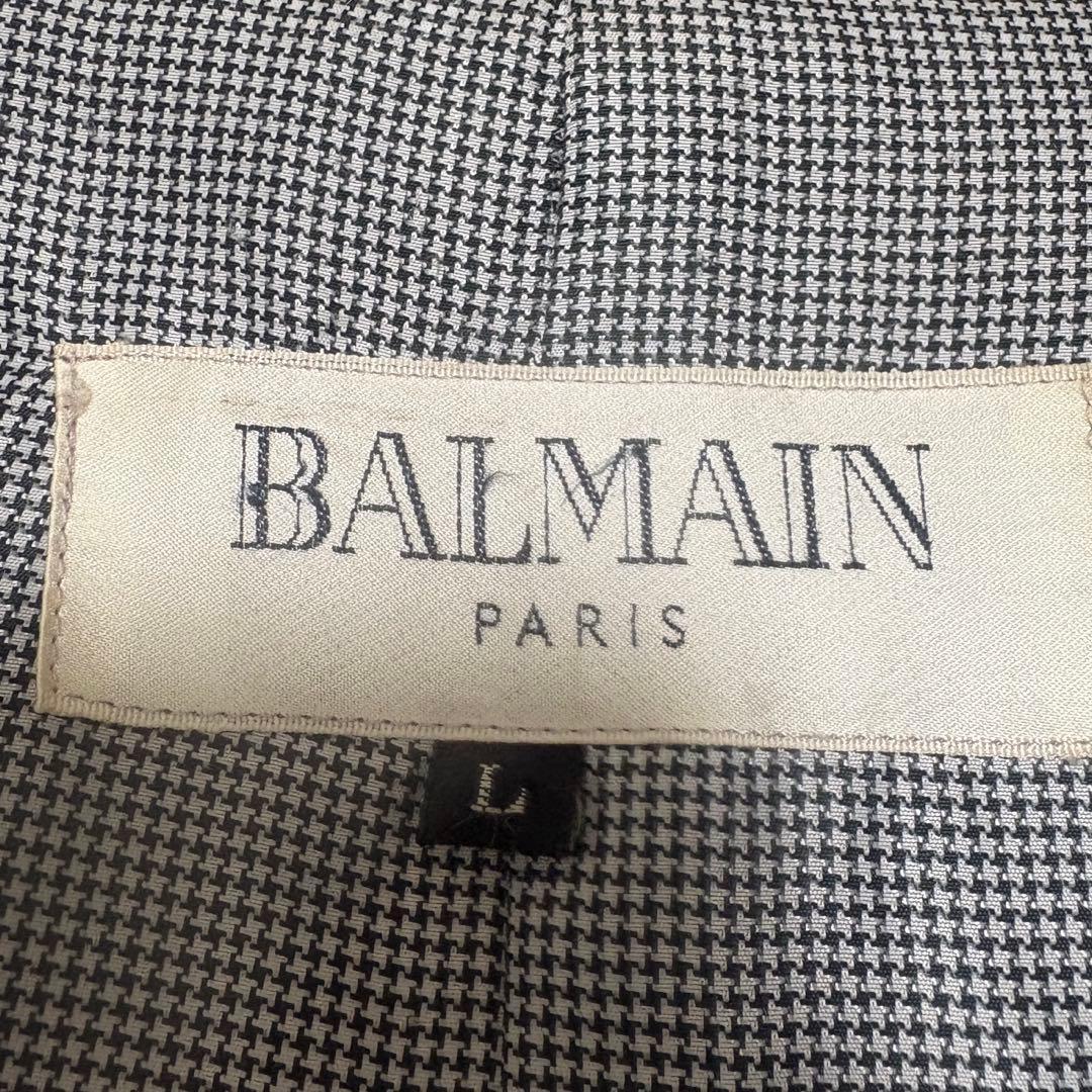 バルマン BALMAIN PARIS ロングレザーチェスターコート 羊革　L