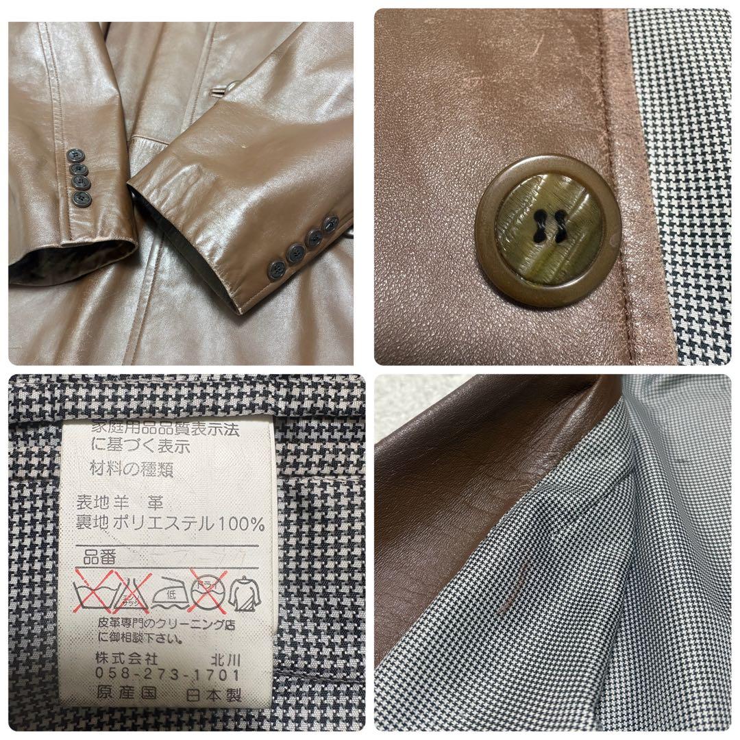 バルマン BALMAIN PARIS ロングレザーチェスターコート 羊革　L