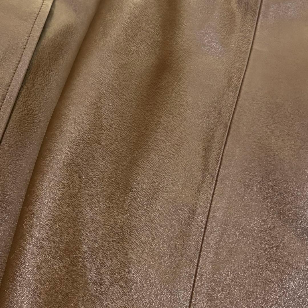 バルマン BALMAIN PARIS ロングレザーチェスターコート 羊革　L