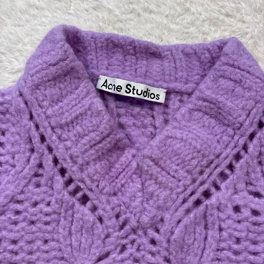 ACNE STUDIOS ダメージ加工 ローゲージニットベスト　ピンクパープル