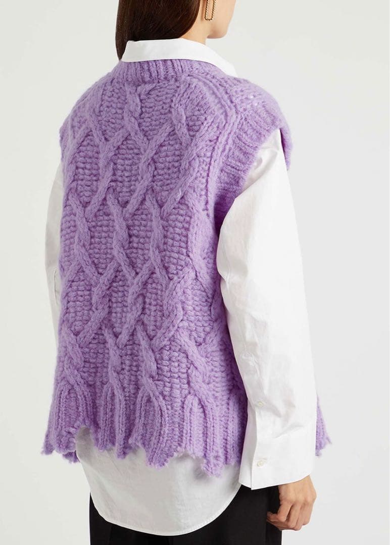 ACNE STUDIOS ダメージ加工 ローゲージニットベスト　ピンクパープル