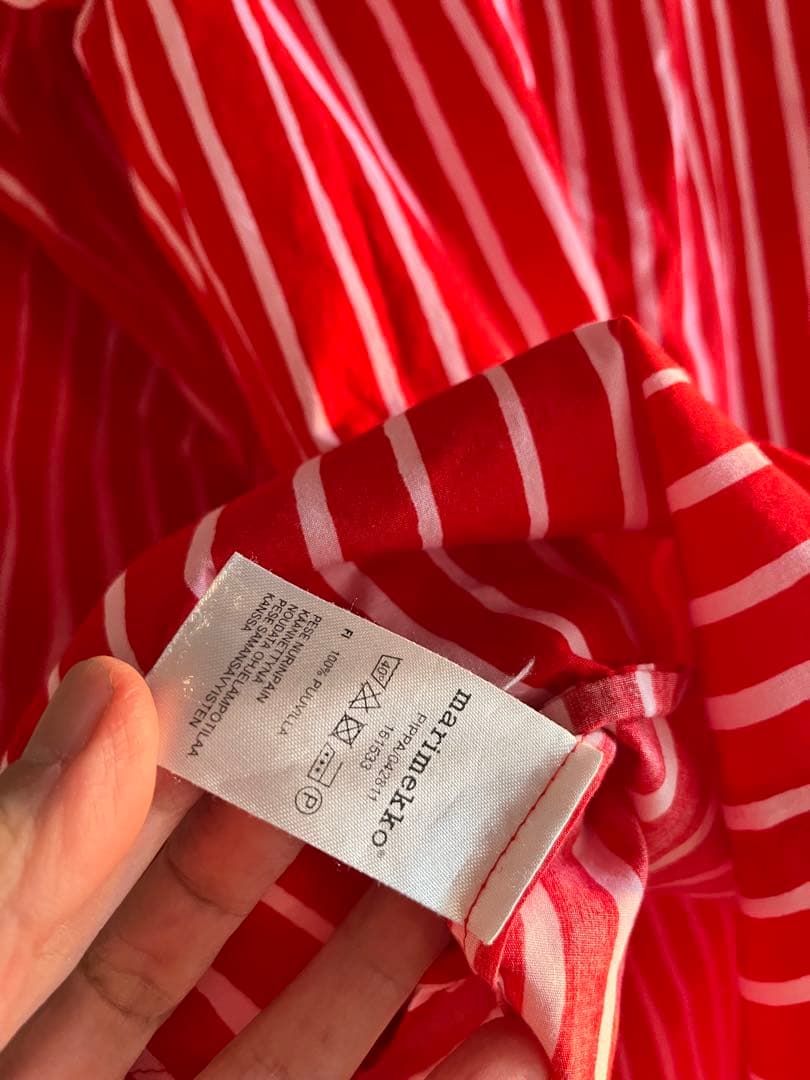 ✨美品✨marimekko ピッコロ長袖チュニックシャツ38 赤・白