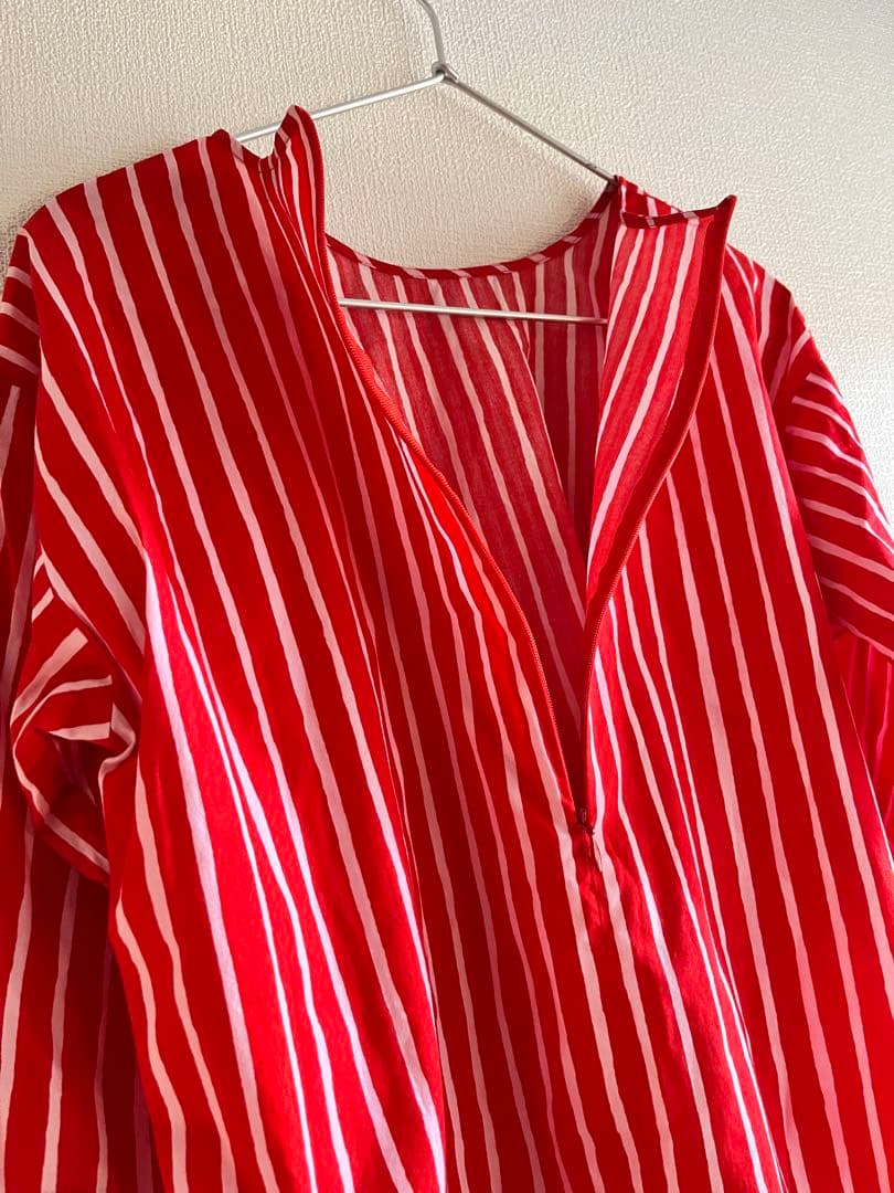 ✨美品✨marimekko ピッコロ長袖チュニックシャツ38 赤・白