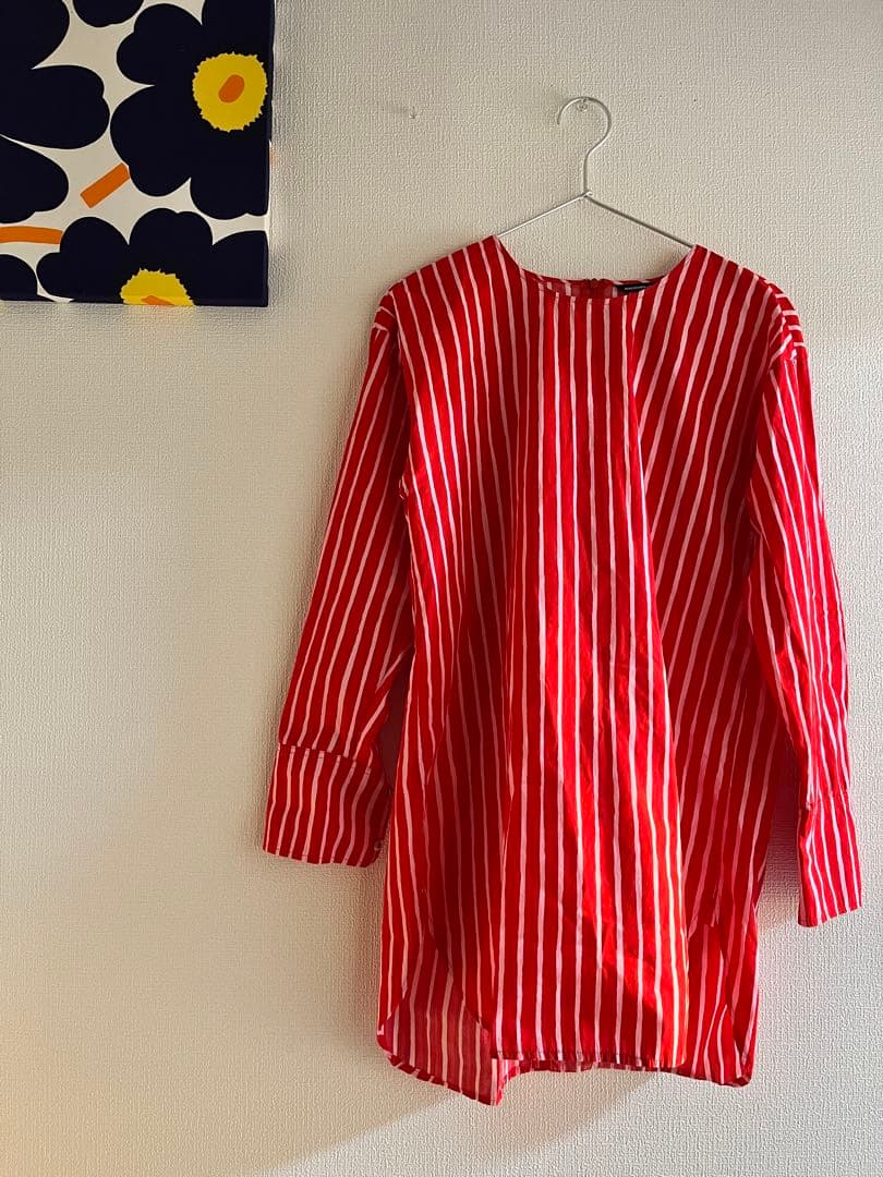 ✨美品✨marimekko ピッコロ長袖チュニックシャツ38 赤・白
