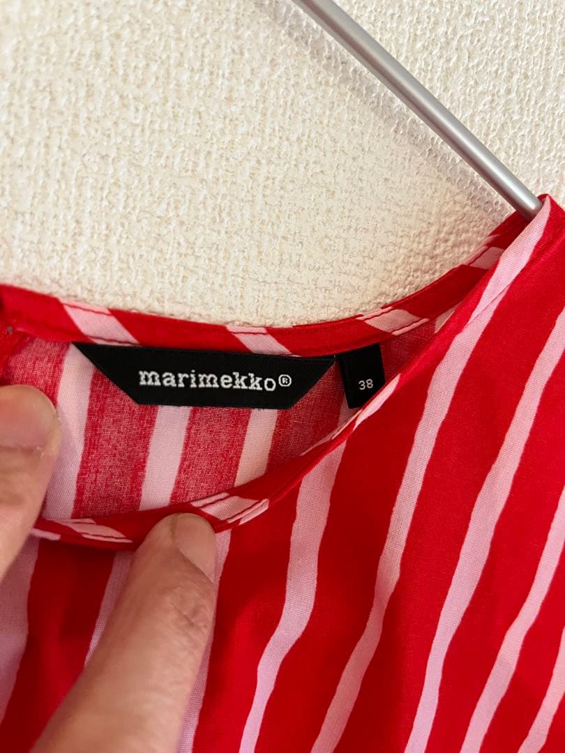 ✨美品✨marimekko ピッコロ長袖チュニックシャツ38 赤・白