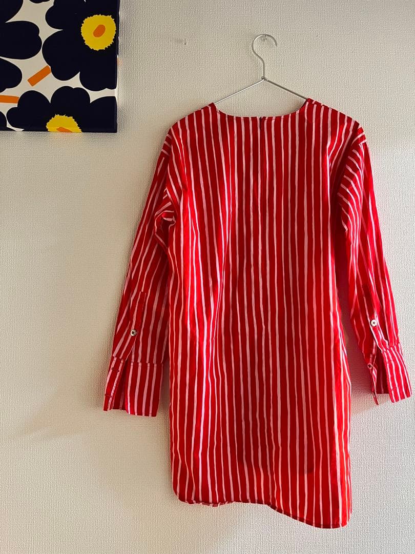✨美品✨marimekko ピッコロ長袖チュニックシャツ38 赤・白
