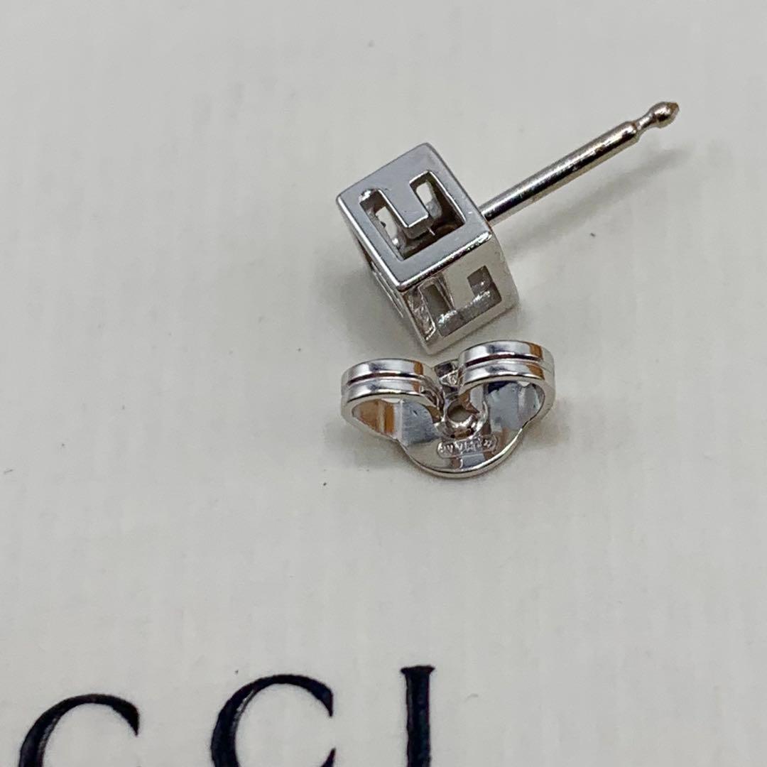 【美品/希少/洗浄済】GUCCI ピアス　K18WG スクエア　ホワイトゴールド