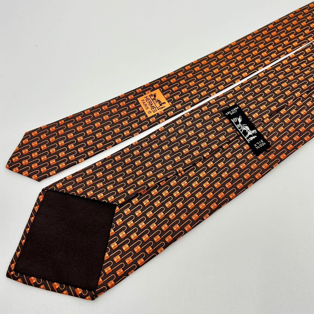 HERMES オレンジ ブラウン ネクタイ