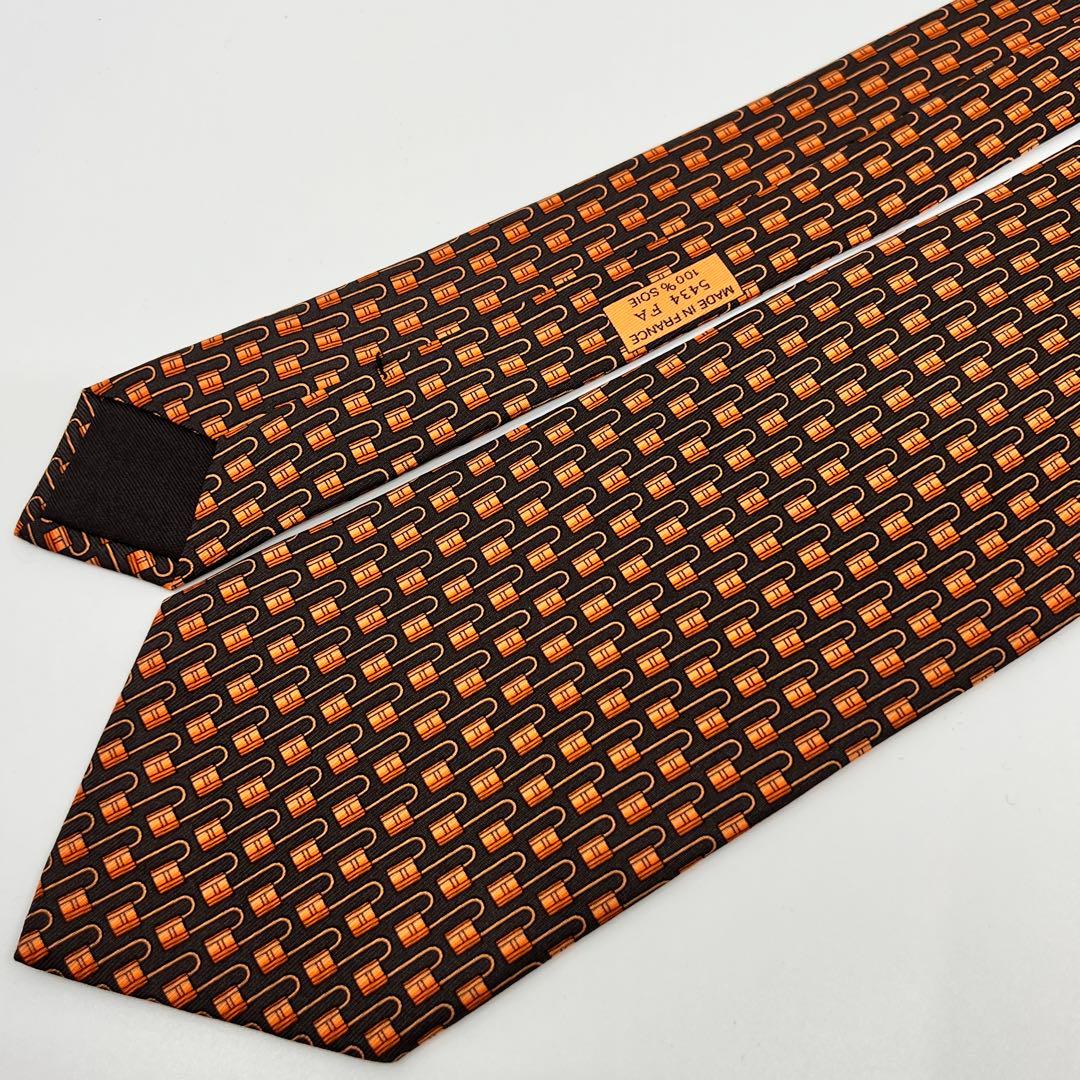 HERMES オレンジ ブラウン ネクタイ