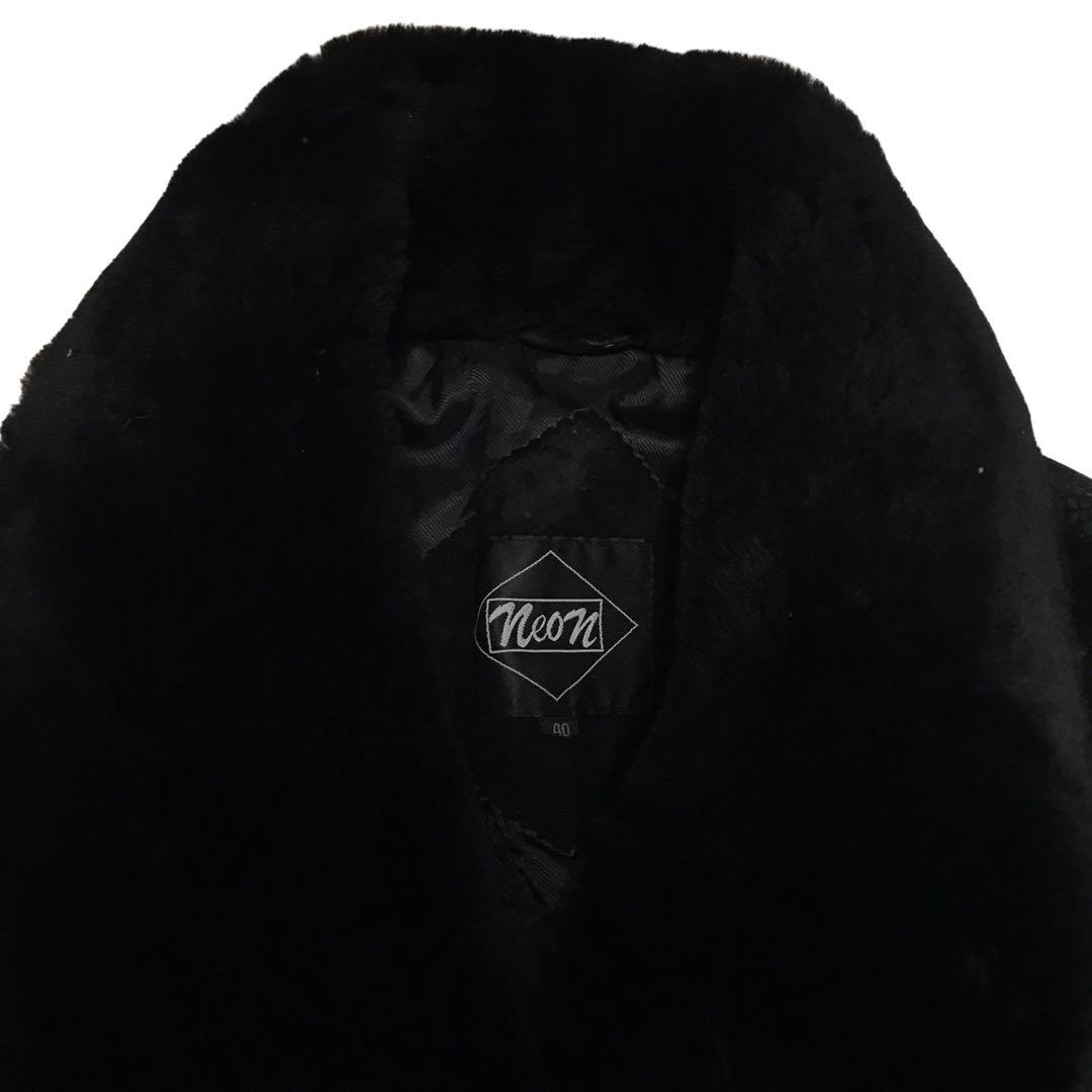 NEON VINTAGE デザイン レザージャケット ブラック 彼岸 HIGAN