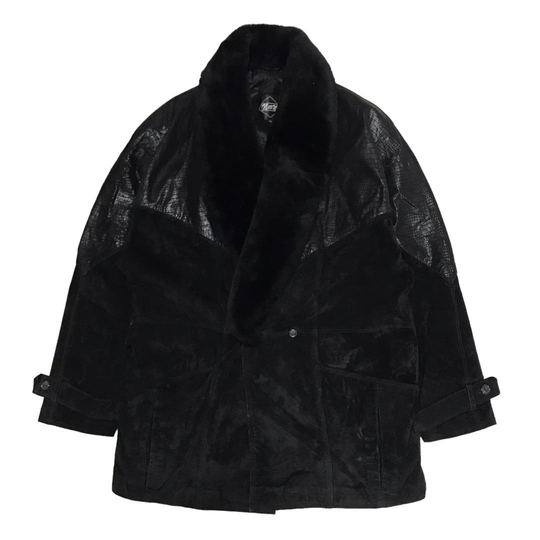 NEON VINTAGE デザイン レザージャケット ブラック 彼岸 HIGAN