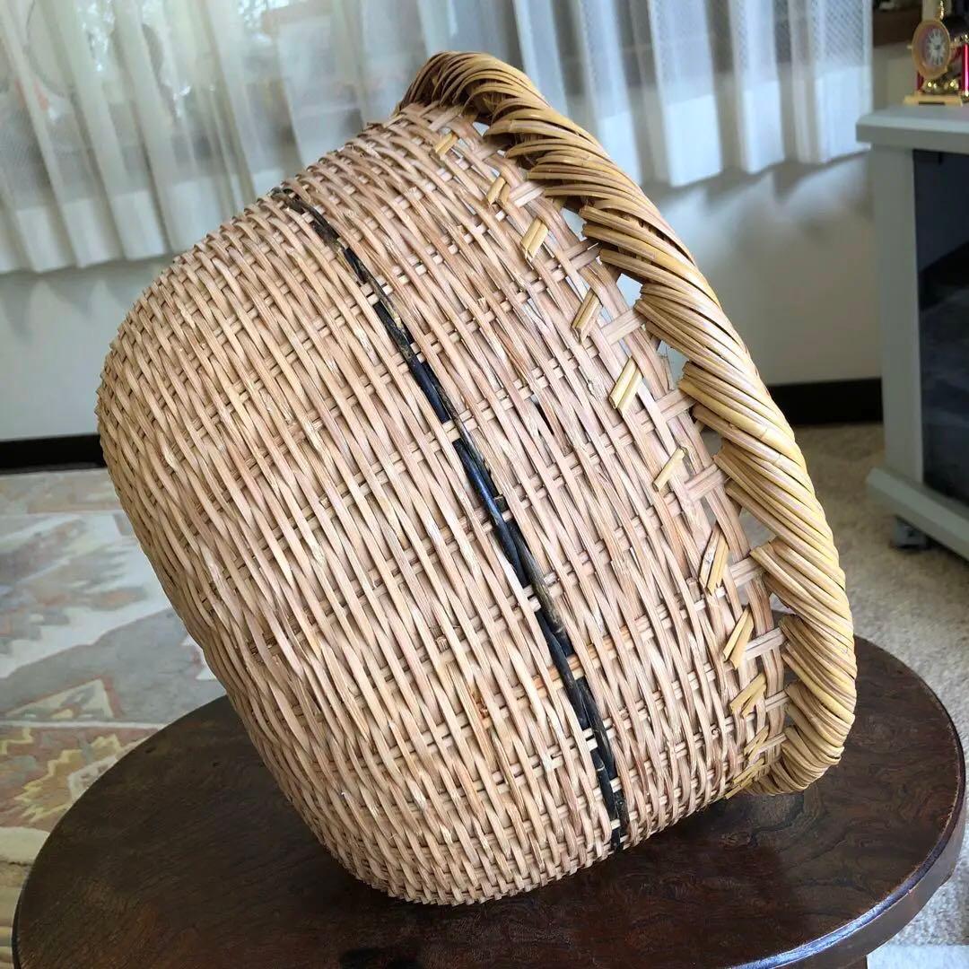 鳥越の竹細工　丸かご　鈴竹　大型　口径36㎝　保管品