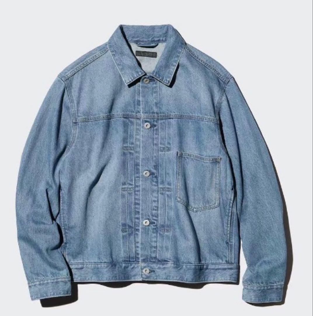 【新品未使用】UNIQLO デニムトラッカージャケット 64 BLUE Lタグ付