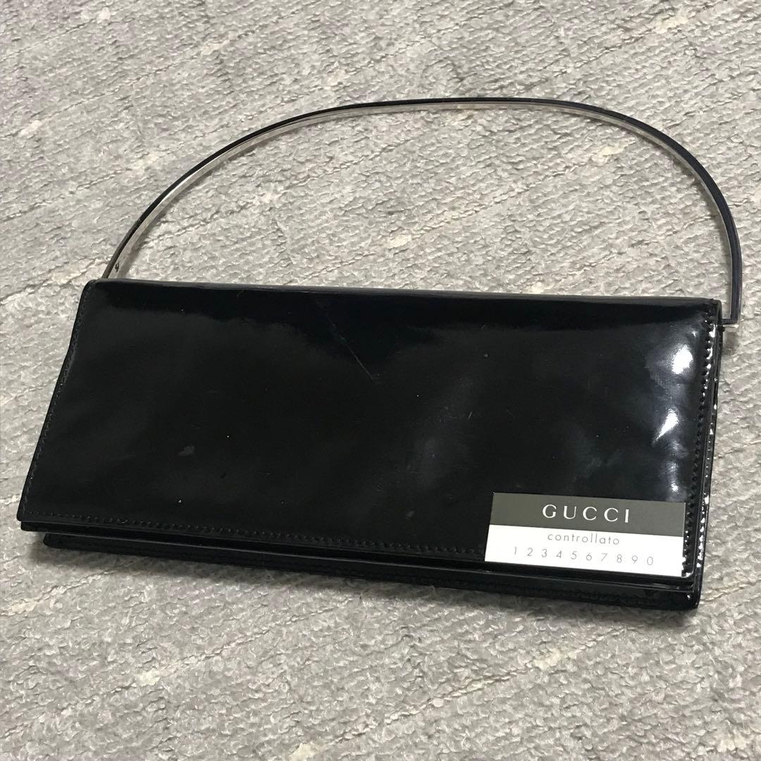 グッチ［パーティバッグ］2way　ハンドバッグ　クラッチ　エナメル　ポーチ
