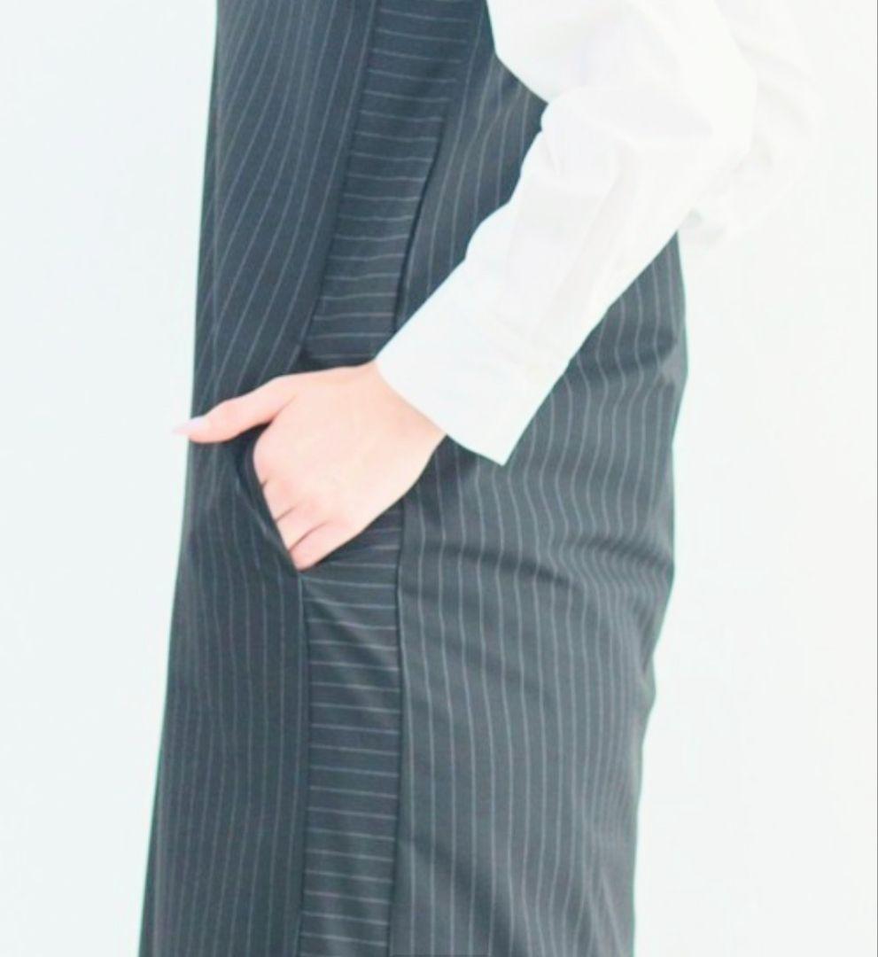 mizuiroind　ミズイロインド　ストライプフード付きロングベストワンピース
