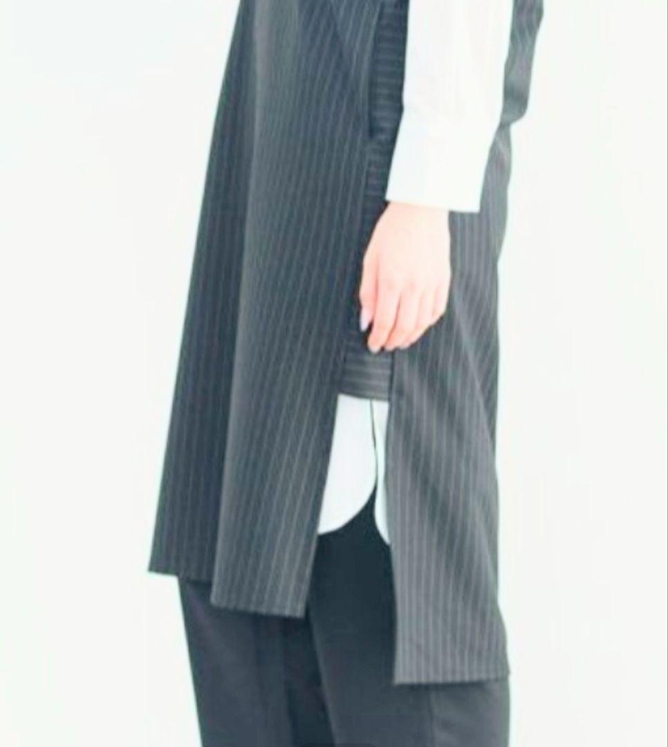 mizuiroind　ミズイロインド　ストライプフード付きロングベストワンピース