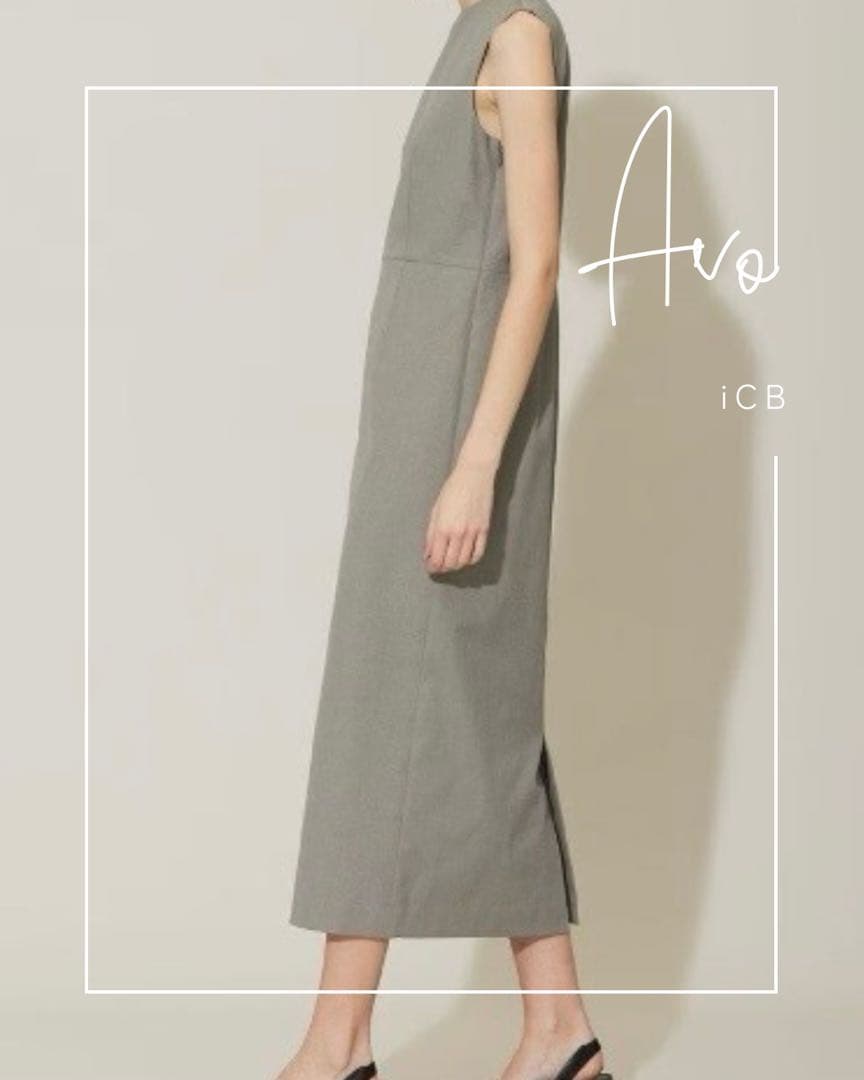 美品 iCB ノースリーブ ワンピース 42 品のあるグレー ジャケット相性◎