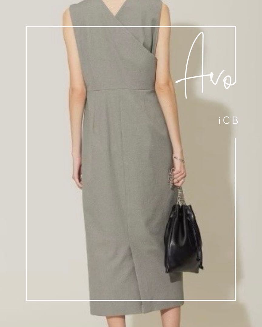 美品 iCB ノースリーブ ワンピース 42 品のあるグレー ジャケット相性◎