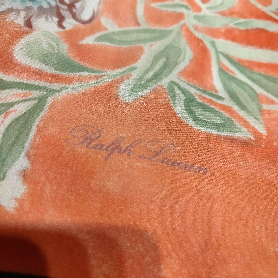 Ralph Lauren 新品未使用オレンジ花柄スカーフ パープルレーベル