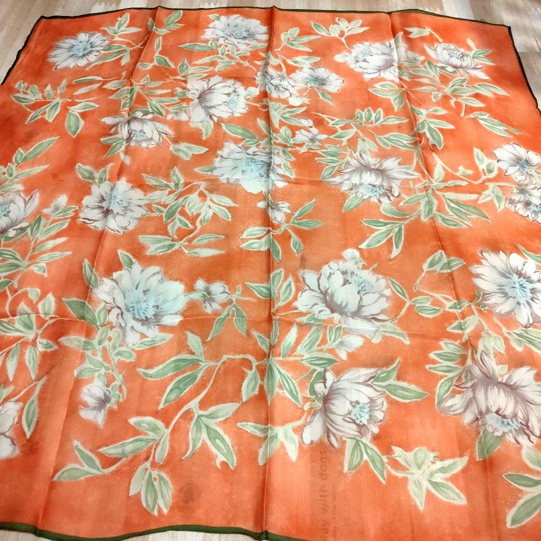 Ralph Lauren 新品未使用オレンジ花柄スカーフ パープルレーベル