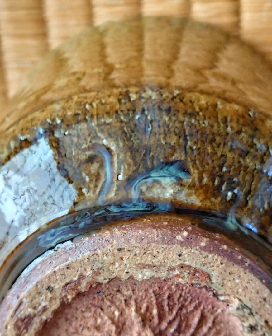 窯変朝鮮唐津茶碗 筒茶碗　西岡小十作